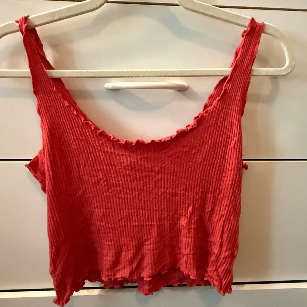 Red Sleeveless Ribbed Crop Top